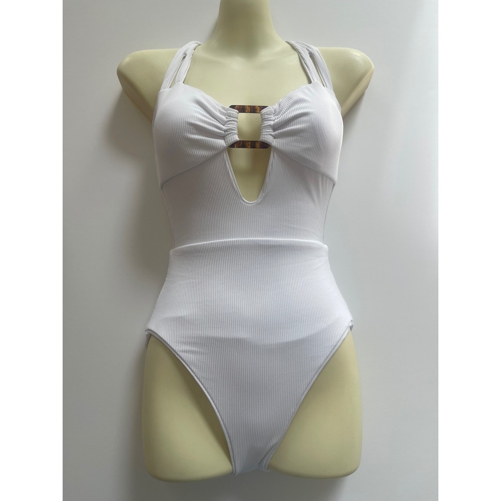 Becca Sample Piece No Size Label, White With Tortoise Buckle, Women's Size Small